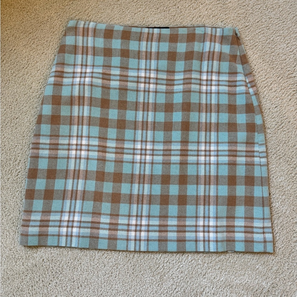 Talbots Plaid Pencil Skirt in Brown and Blue